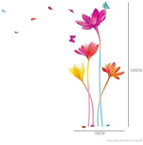 Set autocolante de perete Ambiance Rainbow Flowers