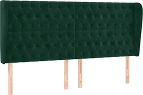 vidaXL Tăblie pat cu aripioare verde închis 183x23x118/128 cm catifea