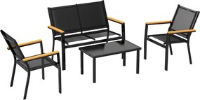 Outsunny Set Mobilier Exterior, Rezistent la Rugină, 4 Piese, Negru | Aosom Romania