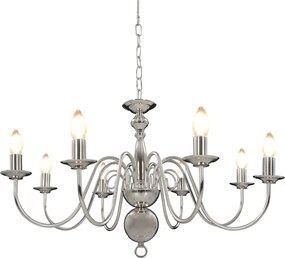 vidaXL Candelabru, argintiu, 8 becuri E14