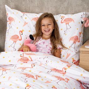 Lenjerie de pat din bumbac pentru copii4Home Flamingo, 140 x 200 cm, 70 x 90 cm