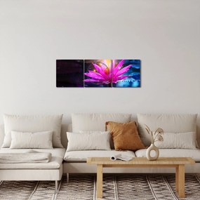 Tablou cu lotus pe apă (cu ceas) (90x30 cm)