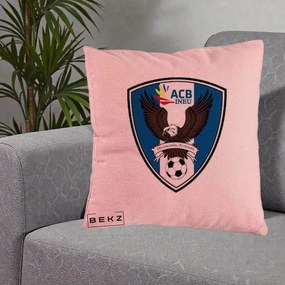 Perna Personalizata ACB Ineu Fotbal, 40x40 cm, Roz, Husa Detasabila, Perna Inclusa, BEKZ®