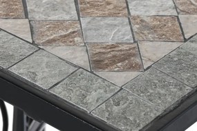 Masă dining de exterior din fier forjat, cu design mozaic ceramic, stil mediteraneean, "Tesera"