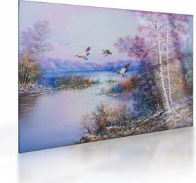 Tablou pe sticlă - Sosirea toamnei, pictură în ulei (70x50 cm)