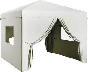 Outsunny Cort pliabil pop-up 3x3 m cu 4 draperii laterale 2 ferestre din plasă înălțime reglabilă impermeabil și anti-UV Alb | Aosom Romania