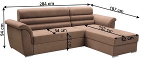 Set de canapea, ţesătură Queens maro, dreapta, FABO