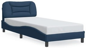 3207750 vidaXL Cadru de pat cu tăblie, albastru, 90x200 cm, textil