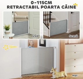 PawHut Poartă Extensibilă pentru Câini până la 115 cm, Alb și Gri | Aosom Romania