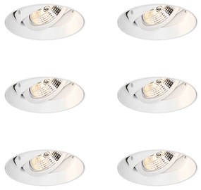Set de 6 spoturi încastrate moderne albe GU10 AR70 rotunde fără ramă - Oneon