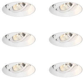 Set de 6 spoturi încastrate moderne albe GU10 AR70 rotunde fără ramă - Oneon