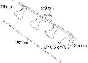 Spotlight modern negru cu auriu 4 lumini - Magno