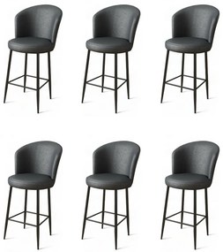 Set de scaune de bar Uras Anthracite și Negru, 6buc., 6 buc.
