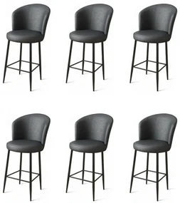 Set de scaune de bar Uras Anthracite și Negru, 6buc., 6 buc.