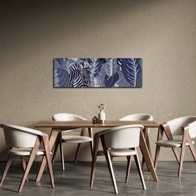 Tablou - Zebre albastre (cu ceas) (90x30 cm)