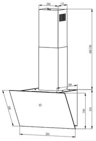 Hotа decorativa incorporabila Crown CV13K60BL, Clasa A++, 594 m³/h, 3 trepte, Control prin gesturi, LED, Negru