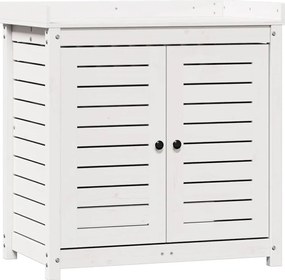 vidaXL Masă de plantare cu rafturi alb 82,5x50x86,5 cm lemn masiv pin