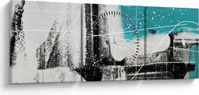 Tablou - Abstract turcoaz (cu ceas) (90x30 cm)