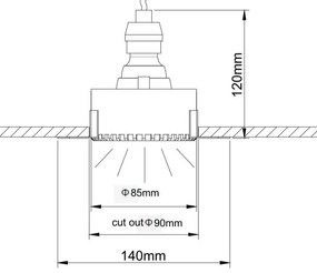 Spot incastrabil design tehnic Share alb, auriu mat 7,5cm
