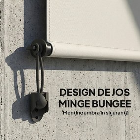 Outsunny Copertină Rulabilă de Exterior Anti-UV cu Carcasă din Aluminiu și Manivelă, Copertină de Soare din Poliester, 250x160 cm, Alb Crem | Aosom Romania