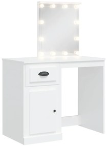 834970 vidaXL Masă de toaletă cu LED-uri, alb, 90x42x132,5 cm
