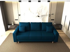 Canapea extensibilă dumonde cu ladă de depozitare si sezut confortabil din spuma high-density, Kronos Enjoy Petrol 210x100 cm