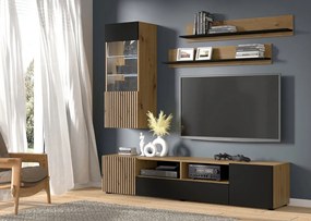 Mobilier living Aurella D (Negru + Stejar artisan). 1124880