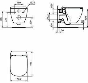 Vas wc suspendat Ideal Standard Tesi Aquablade alb mat