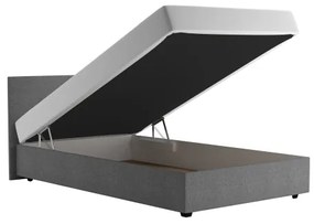 Pat tapițat DARIA 120x200 cm, cu spațiu de depozitare și saltea, gri