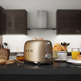 Prаjitor de pаine SMEG 50's Style TSF01CHMEU, 950 W, 2 felii, 6 trepte, Tava pentru firimituri, Cablu integrat, Otel inoxidabil, Sampanie