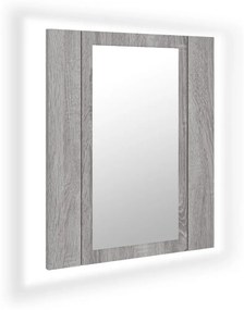 822834 vidaXL Dulap cu oglindă cu LED de baie, gri sonoma, 40x12x45 cm, lemn