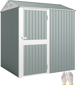 Outsunny Șopron metalic pentru unelte 3,5 m², șopron înalt încuiabil cu acoperiș în două ape, ventilații, mănuși, 209 x 177 x 236 cm | Aosom Romania