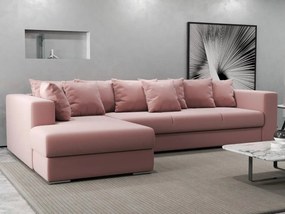 Colțar extensibil dumonde cu ladă de depozitare si sezut confortabil din spuma high-density, Gloria Royal Pink 320x183 cm