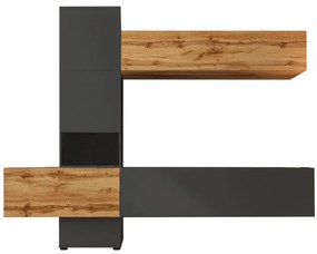 Mobilier living, gri maro lavă foarte mat/stejar wotan, BRISTOL