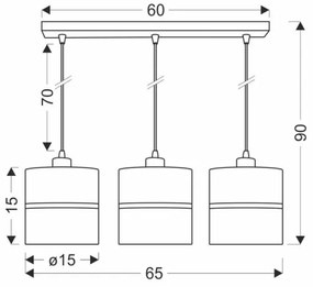 Lustră pe cablu ASSAM 3xE27/60W/230V negru