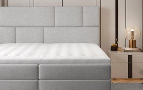 Pat matrimonial Boxspring 180 cm Florio (gri deschis) (cu saltele și sp. depozitare). 1025388