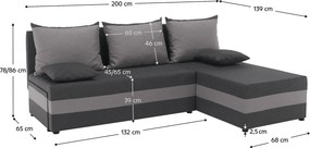 Set de canapea universal, gri/gri deschis, PAGI COLţ UNI