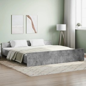3203736 vidaXL Cadru de pat cu tăblie la cap/picioare, gri beton, 200x200 cm