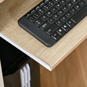 HOMCOM Birou pentru Dormitor, PC din Lemn, Blat Tastatură, Design Compact, Alb și Stejar, Ideal pentru Spații Mici | Aosom Romania