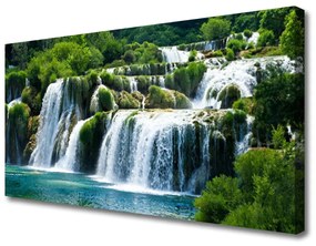 Tablou pe panza canvas Cascada Natura Albastru Alb