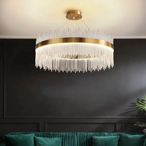 Candelabru Textura Cristal, Metal, 96W, Auriu