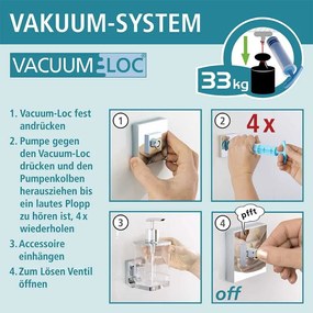 Suport pentru hârtie igienică Wenko Quadrio cu sistem de prindere Vacuum-Loc, până la 33 kg
