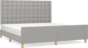 vidaXL Cadru de pat cu tăblie, gri deschis, 180x200 cm, textil