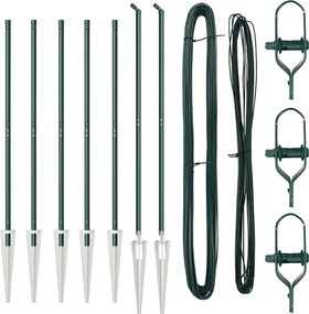vidaXL Stâlp de gard. 7 pcs Verde Oțel