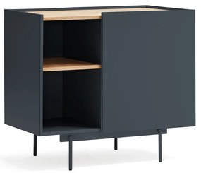 Comodă gri antracit-natural joasă cu aspect de lemn de stejar 90x78 cm Otto – Teulat