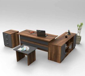 Set birou VO13-BA, nuc/gri antracit, PAL melaminat