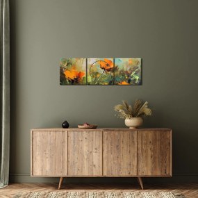 Tablou - Flori (cu ceas) (90x30 cm)