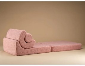 Fotoliu pentru copii roz cu tapițerie din țesătură bouclé Flipster – Wigiwama