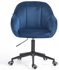 HR2055K Scaun Bleumarin din Catifea cu Bază Neagră