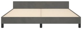 Cadru de pat cu tablie, gri inchis, 160x200 cm, catifea Morke gra, 160 x 200 cm, Nasturi de tapiterie